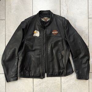 Vintage Y2K Harley-Davidson Leather Jacket Eagle Size XL Men’s Black